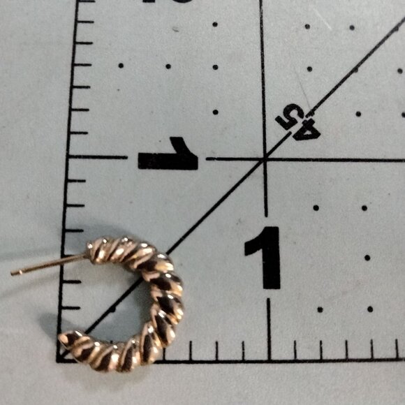 Gold Tone Rope Twisted Hoop Earrings - Picture 5 of 6